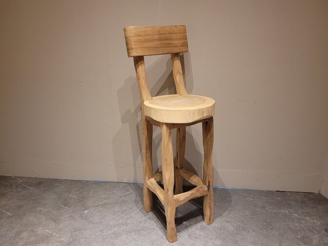 Suar bar chair with backrest - Naturel legs