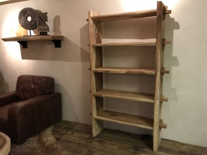 Suar wood bookcase 125x200x40cm