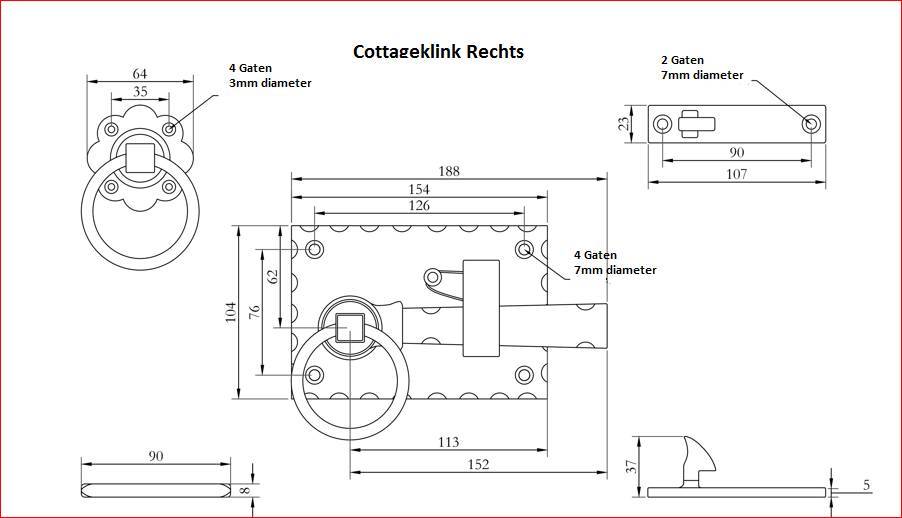 Torriegel Schmiedeeisen Türriegel Zinn-Effekt