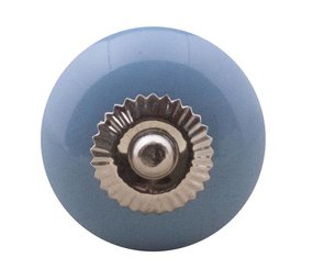 Keramik Möbelknopf blau einfarbig Griff Knauf Porzellan