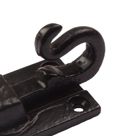 Türriegel Gusseisen Haken 105mm schwarz - SchmiedeeiserneBeschlaege.de
