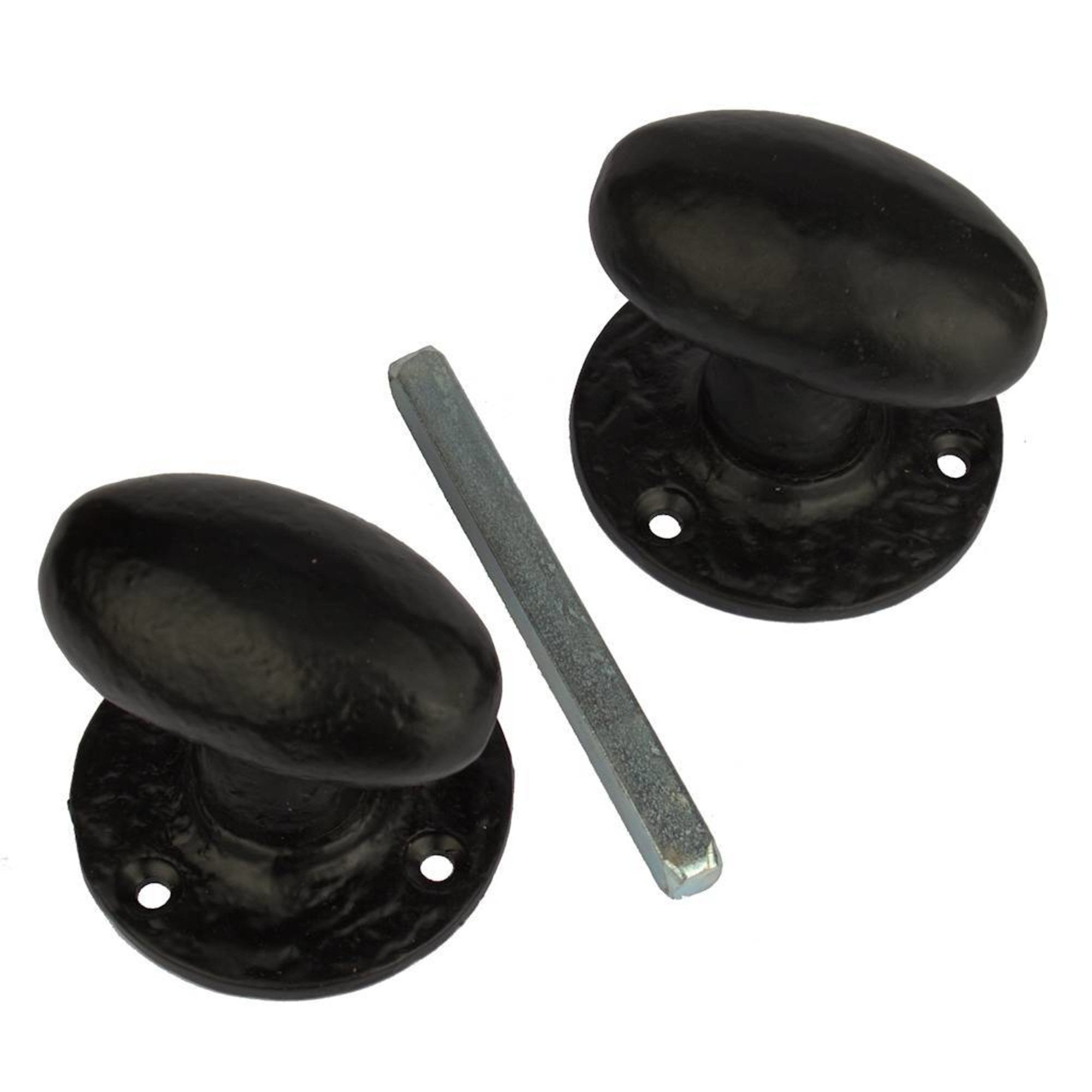 Türknauf Set Handgeschmiedet Oval - Traditional Black Türgriff Mit Rosetten