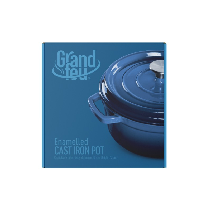 Grand Feu Geëmailleerde Gietijzeren Braadpan Donker Blauw 4.7L  Grand Feu