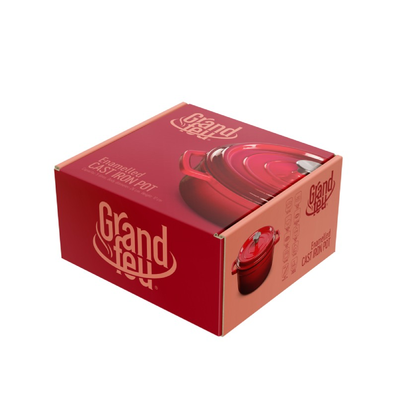 Grand Feu Geëmailleerde Gietijzeren Braadpan Rood 4.7L Grand Feu