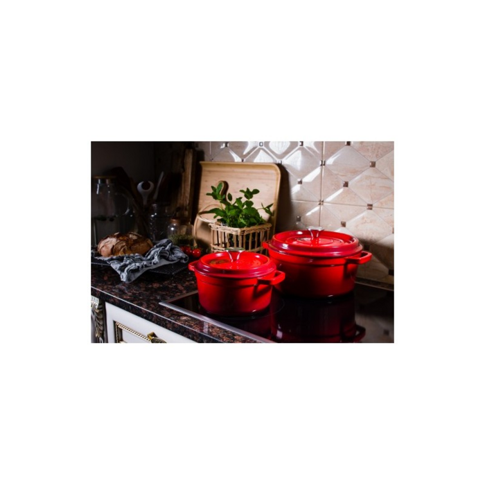 Grand Feu Geëmailleerde Gietijzeren Braadpan Rood 4.7L Grand Feu