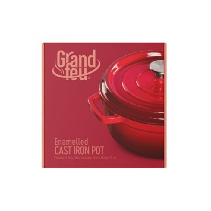 Grand Feu Geëmailleerde Gietijzeren Braadpan Rood 4.7L Grand Feu