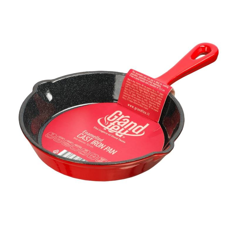 Grand Feu Geëmailleerde Gietijzeren Pan 15,5 cm Rood  Grand Feu