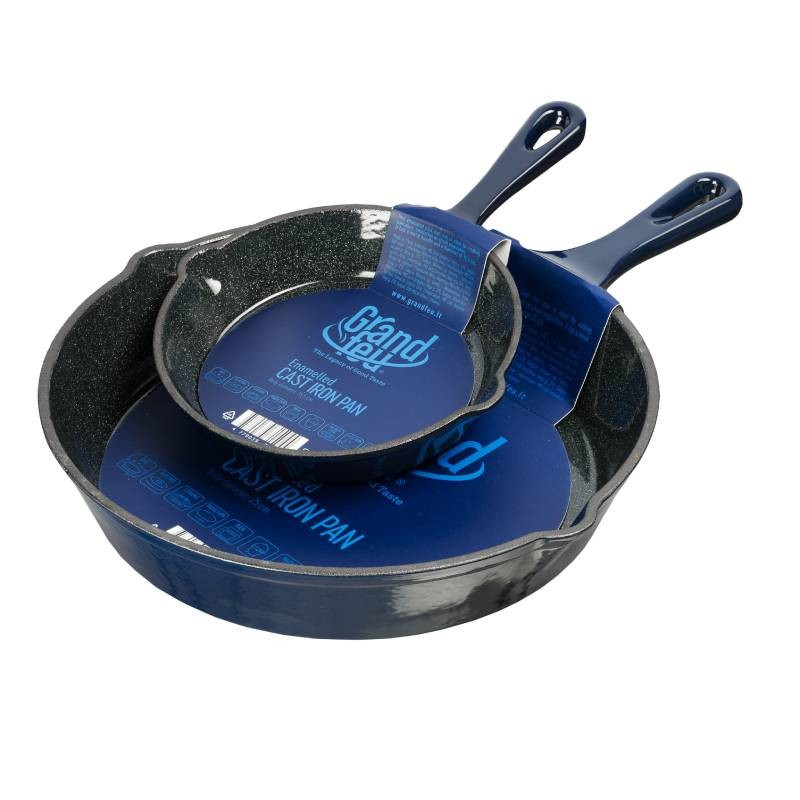 Grand Feu Geëmailleerde Gietijzeren Pan 25 cm Donker Blauw Grand Feu