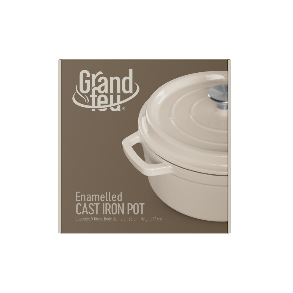 Grand Feu Geëmailleerde Gietijzeren Braadpan Wit 3.5L Grand Feu