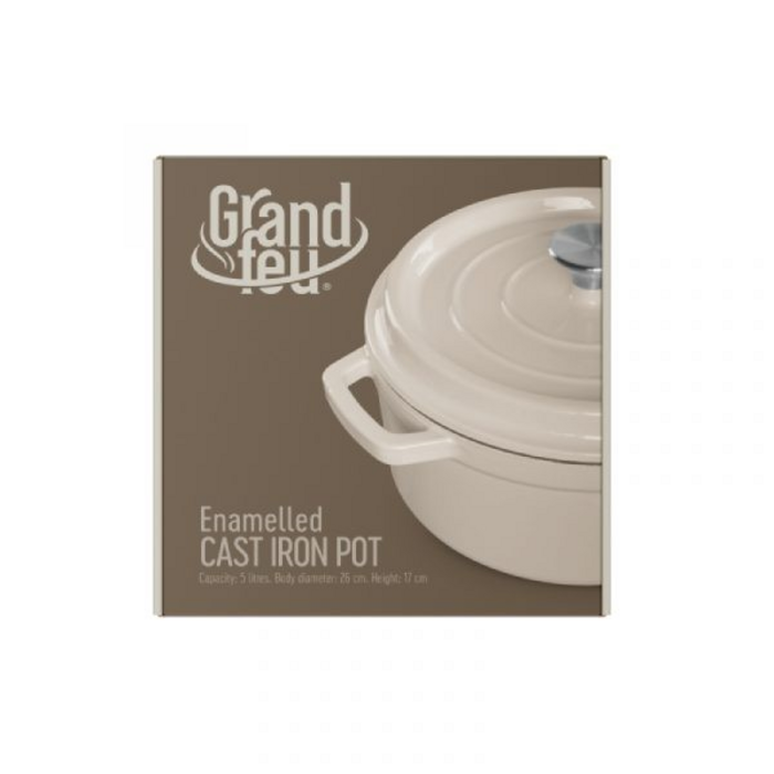 Grand Feu Geëmailleerde Gietijzeren Braadpan Wit 4.7L  Grand Feu