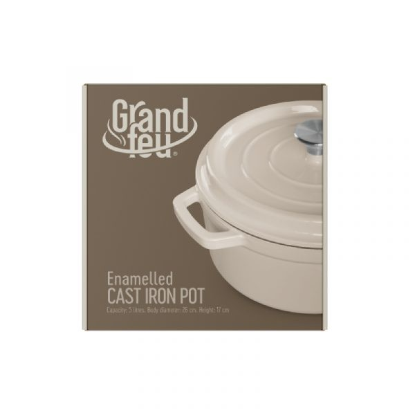 Grand Feu Geëmailleerde Gietijzeren Braadpan Wit 4.7L  Grand Feu