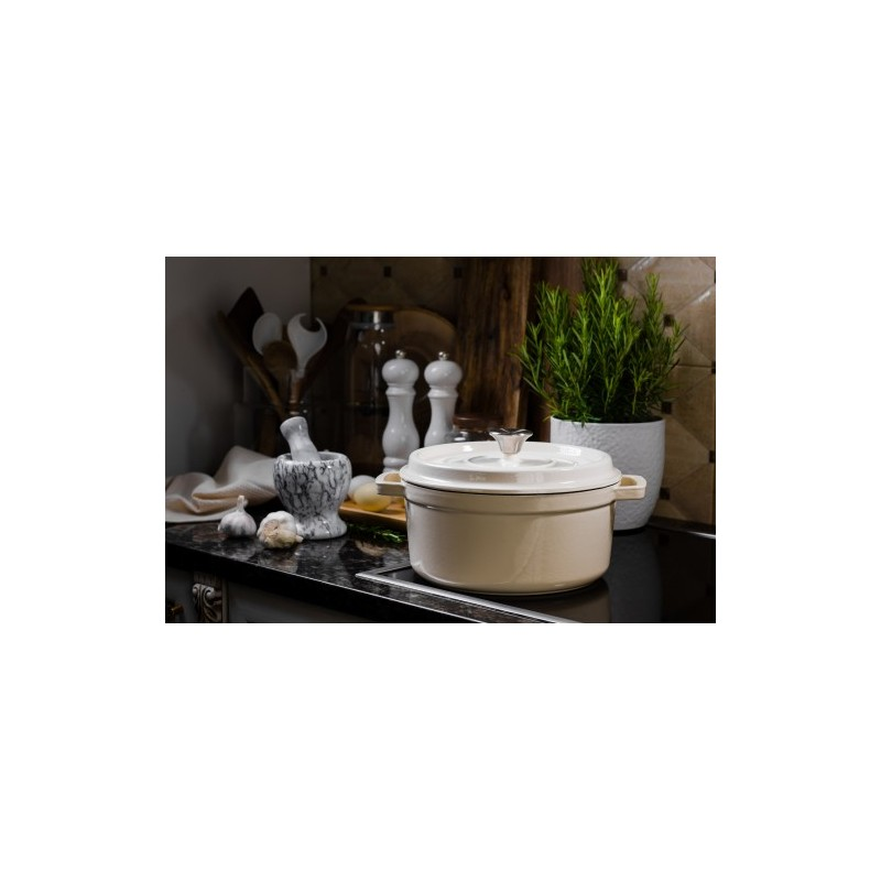 Grand Feu Geëmailleerde Gietijzeren Braadpan Wit 4.7L  Grand Feu