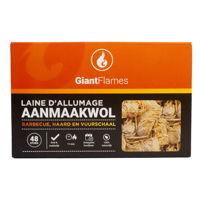 Giant Flames  Aanmaakwol 48 stuks