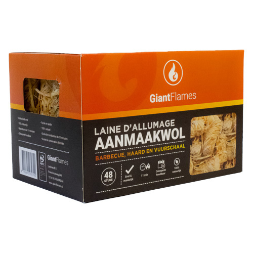 Giant Flames  Aanmaakwol 48 stuks