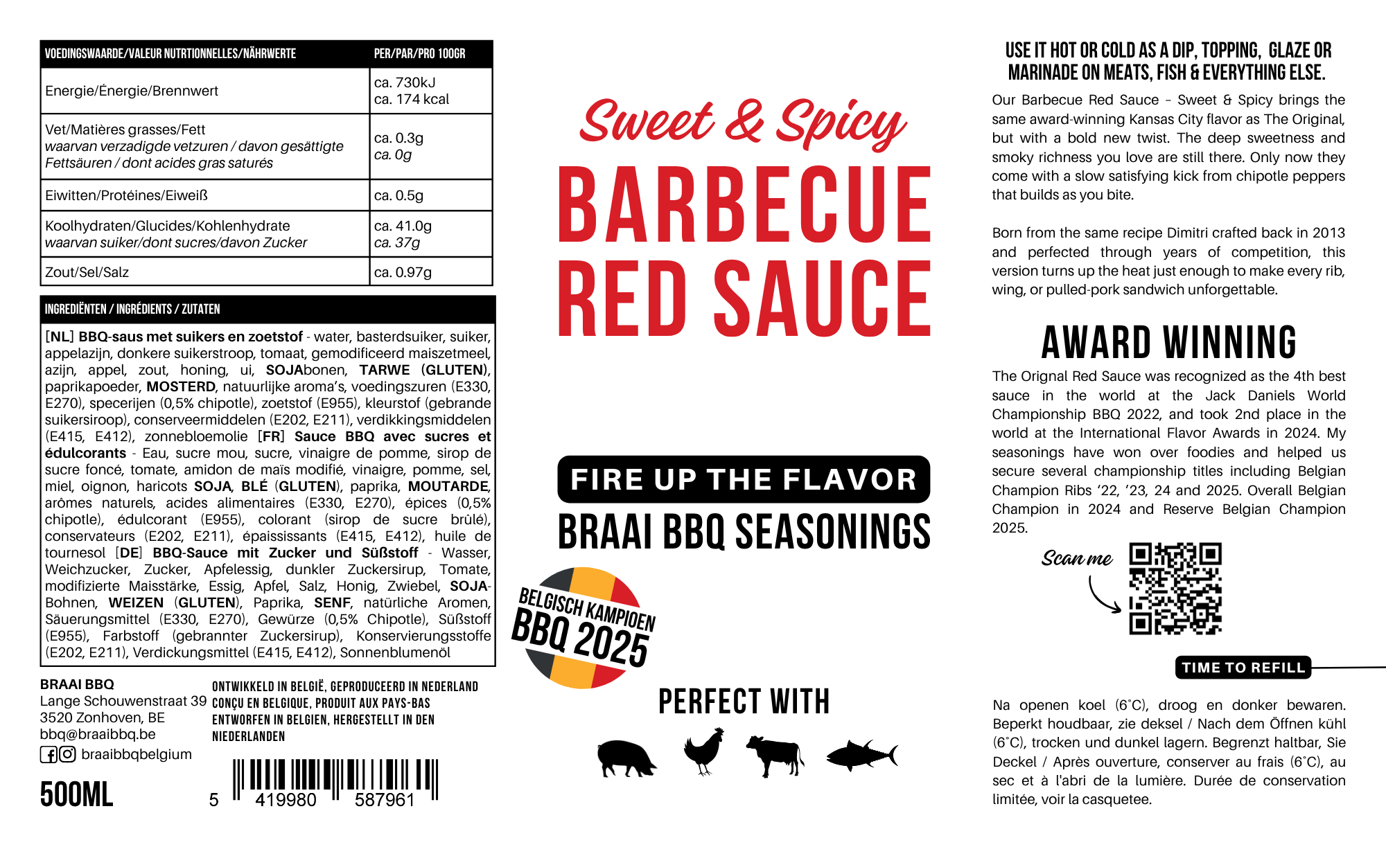 Braai BBQ Red Sauce Sweet & Spicy Braai