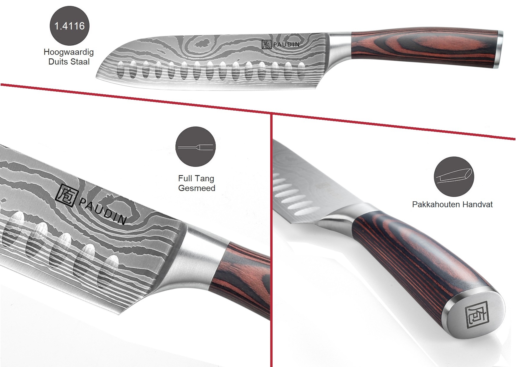 Paudin Universal Santoku mes Paudin N5