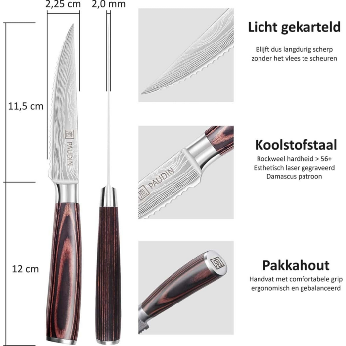 Paudin Universal S3 Premium Steakmessen Set Paudin
