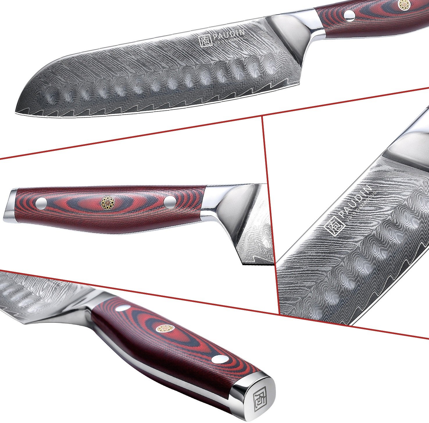 Paudin Plume Luxe P4 Santoku mes Paudin