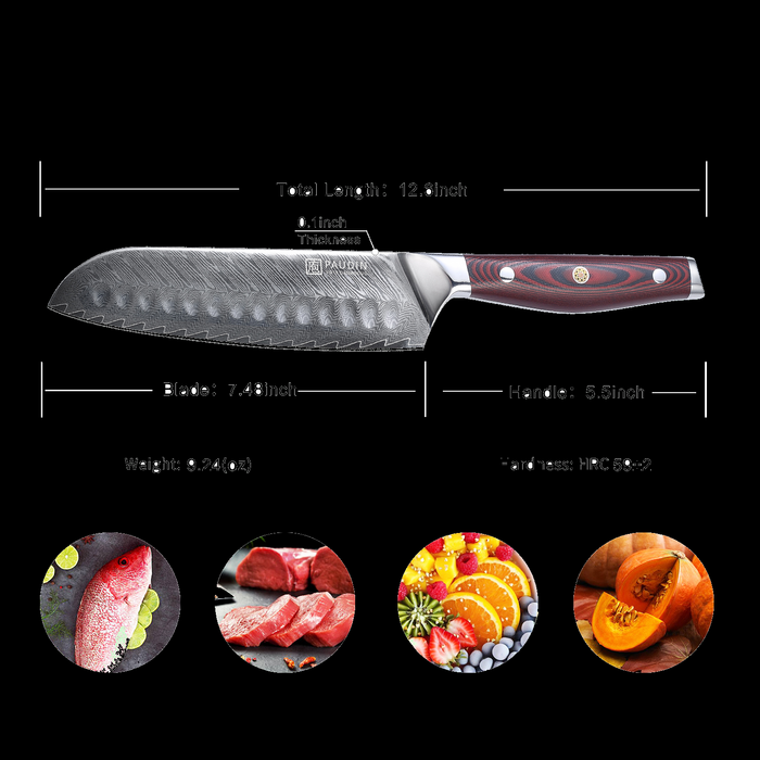 Paudin Plume Luxe P4 Santoku mes Paudin