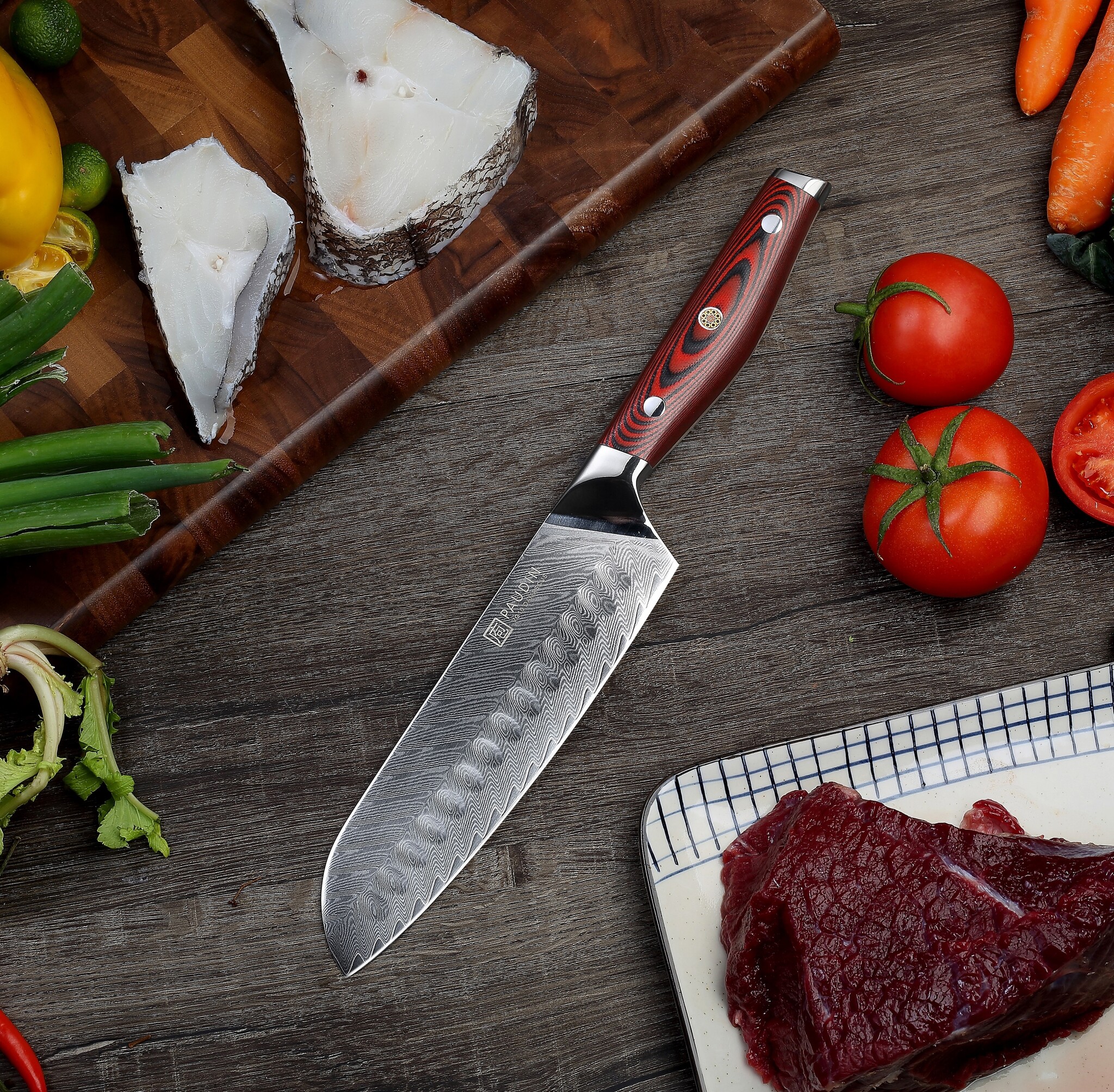 Paudin Plume Luxe P4 Santoku mes Paudin