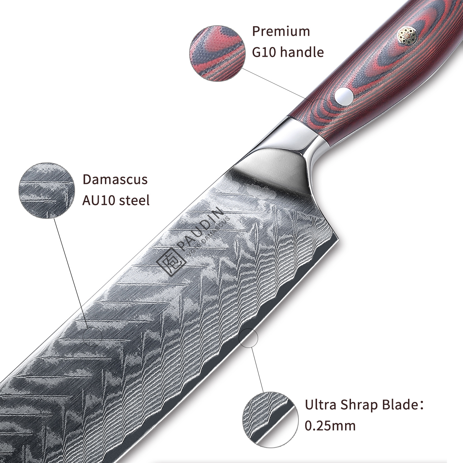 Paudin Plume Luxe P5 Nakiri Mes Paudin