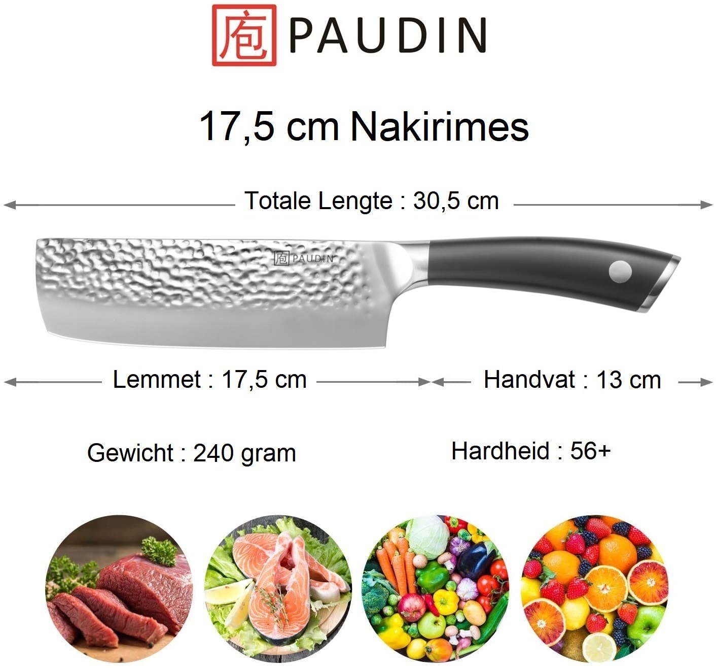 Paudin Hammered Pro HP4 Nakiri Mes Paudin