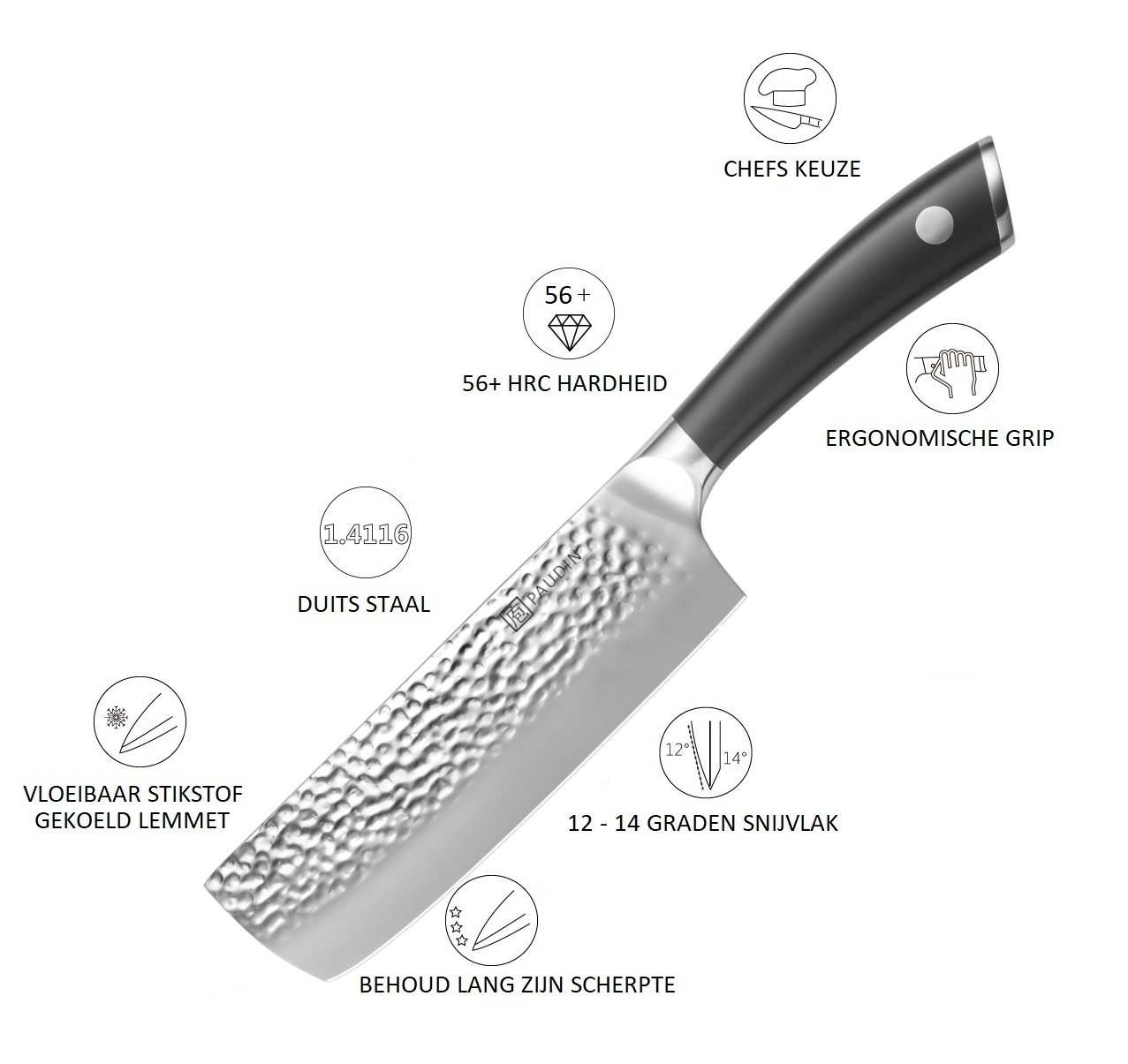 Paudin Hammered Pro HP4 Nakiri Mes Paudin