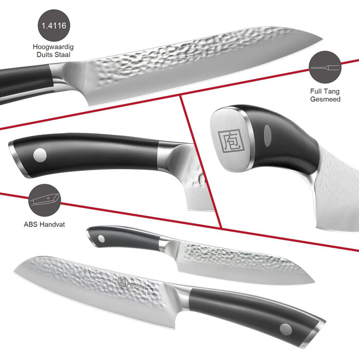 Paudin Hammered Pro HP3 Santoku Mes Paudin