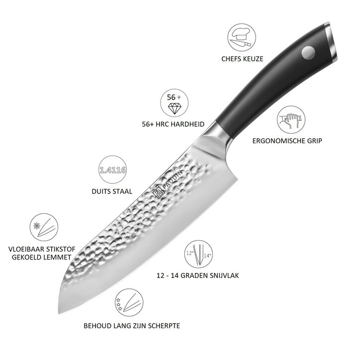 Paudin Hammered Pro HP3 Santoku Mes Paudin