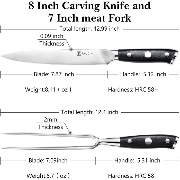 Paudin Ultra Dark Premium D9 Vleesmes en Vork Paudin