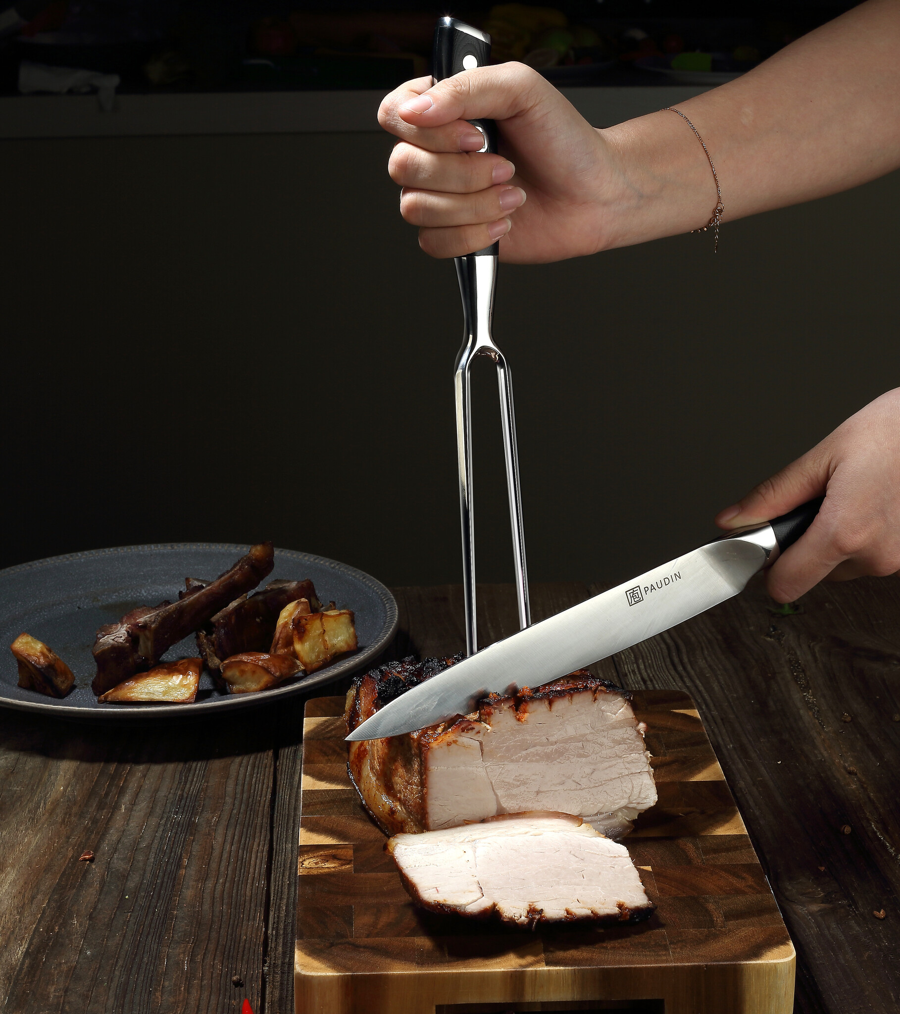 Paudin Ultra Dark Premium D9 Vleesmes en Vork Paudin