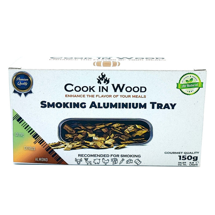 Cook in Wood Aluminium schalen met rooksnippers olijf-, citrus- en amandelhout