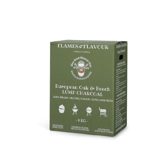 Flames & Flavour Houtskool Europese Eiken & Beuken Houtskool 9 kilo  – Flames & Flavour