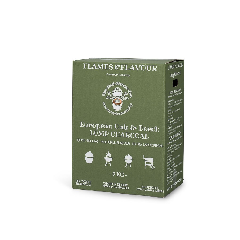 Flames & Flavour Houtskool Europese Eiken & Beuken Houtskool 9 kilo  – Flames & Flavour