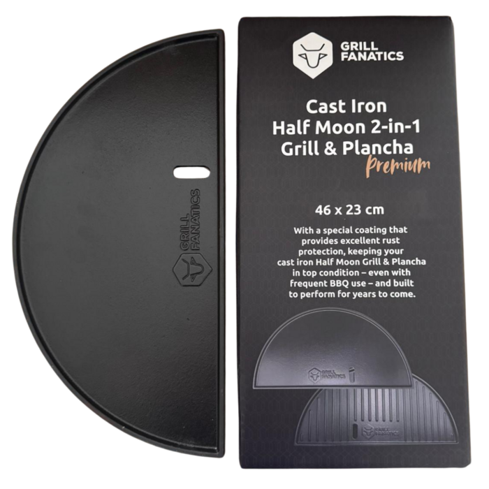 Grill Fanatics Cast Iron Half Moon Griddle & Plancha 46 cm Grill Fanatics