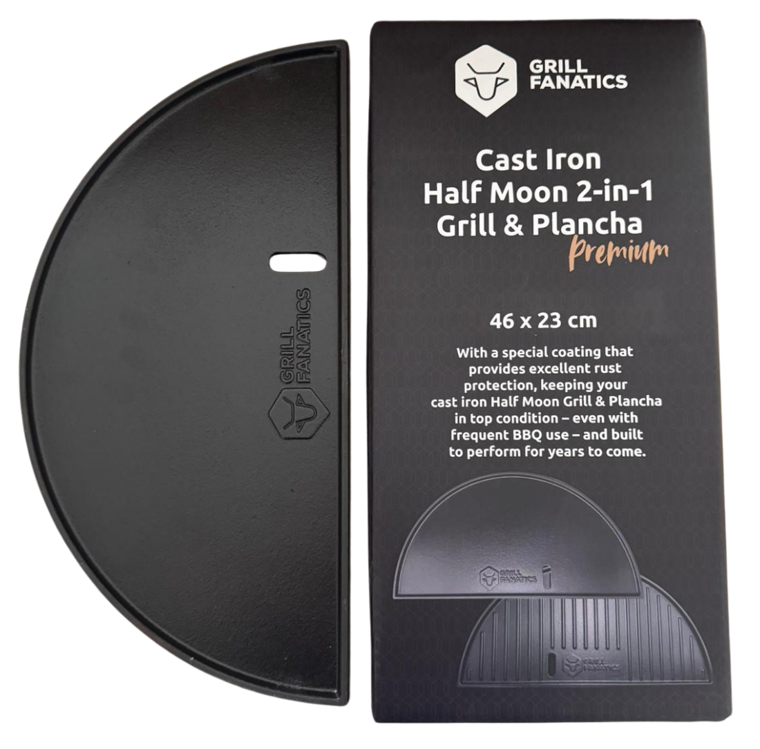 Grill Fanatics Cast Iron Half Moon Griddle & Plancha 46 cm Grill Fanatics