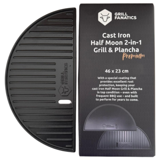 Grill Fanatics Cast Iron Half Moon Griddle & Plancha 46 cm Grill Fanatics