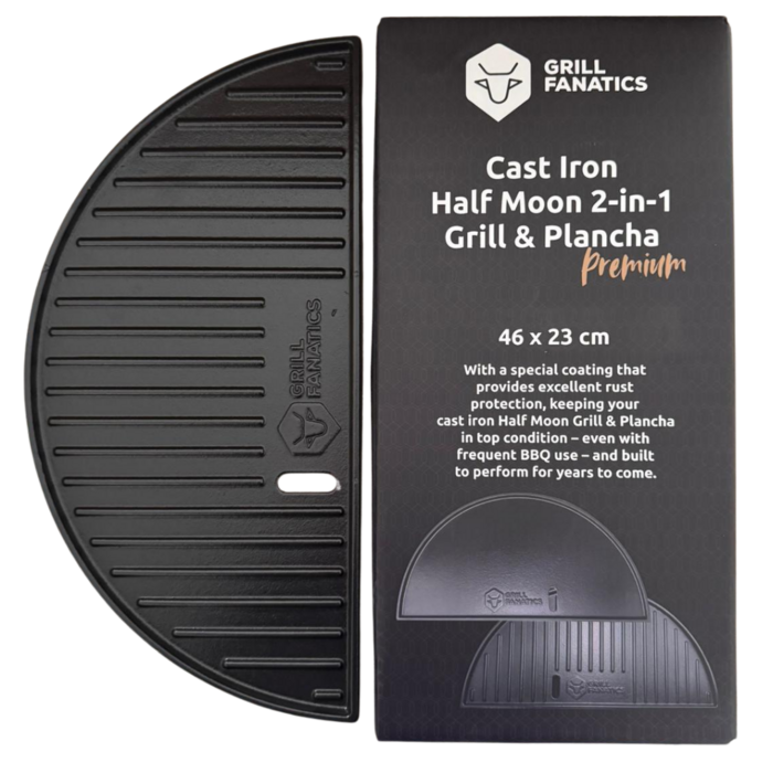 Grill Fanatics Cast Iron Half Moon Griddle & Plancha 46 cm Grill Fanatics