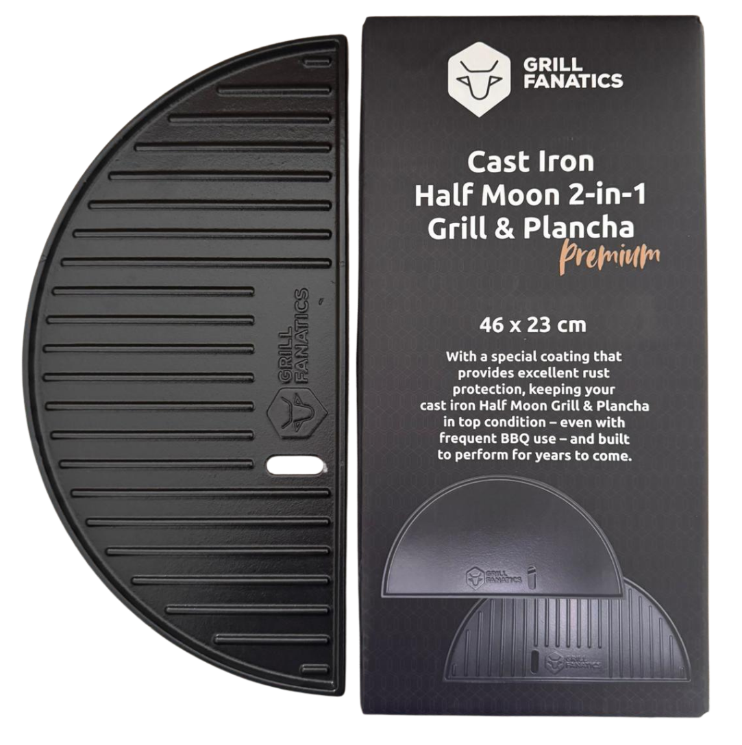Grill Fanatics Cast Iron Half Moon Griddle & Plancha 46 cm Grill Fanatics
