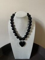 Nakony Statement Ketting, Zwart met hart