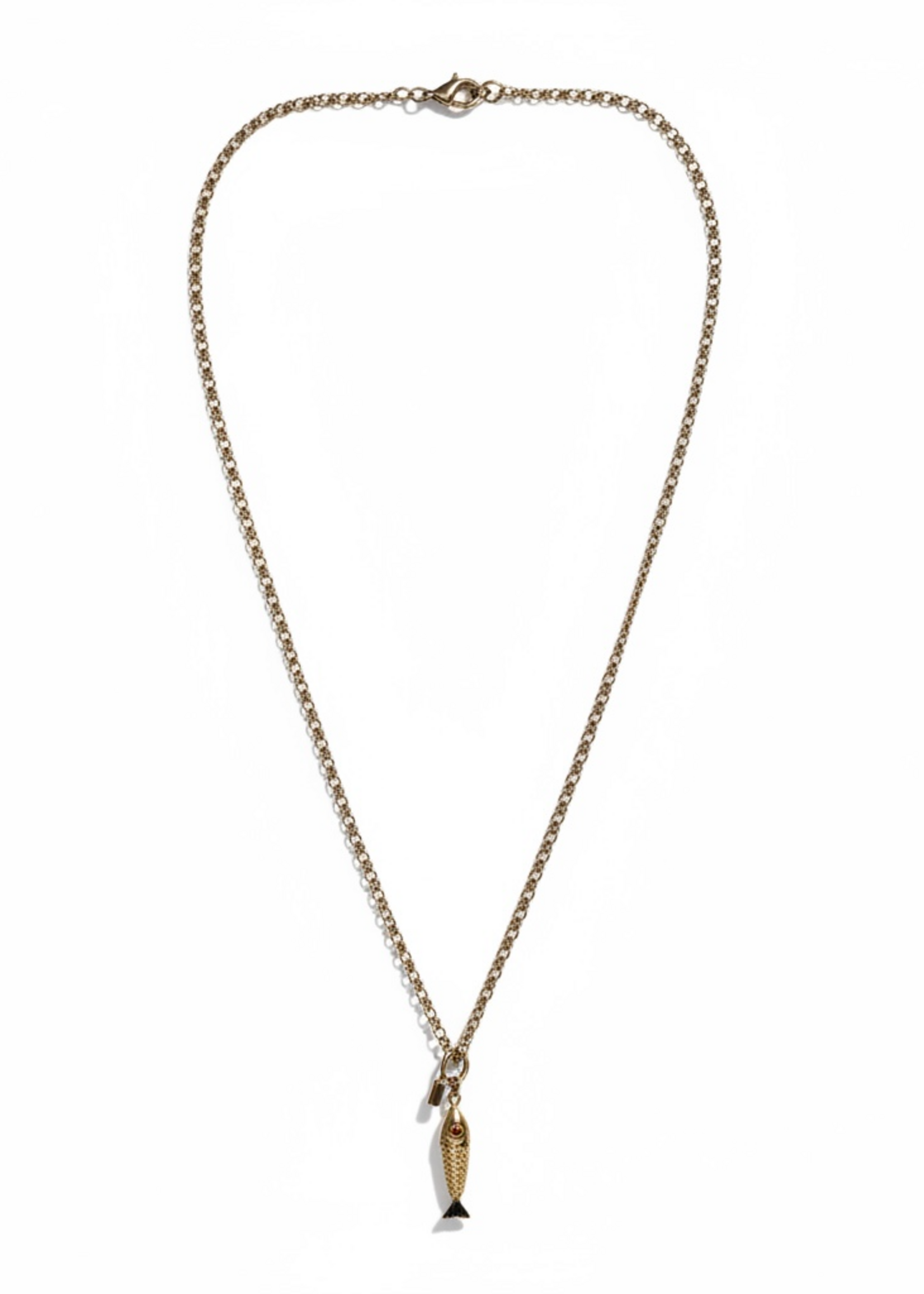 Nakony Halsketting Goudkleur, Hanger 3D Vis Flexibel, Ronde Schakels met Motief