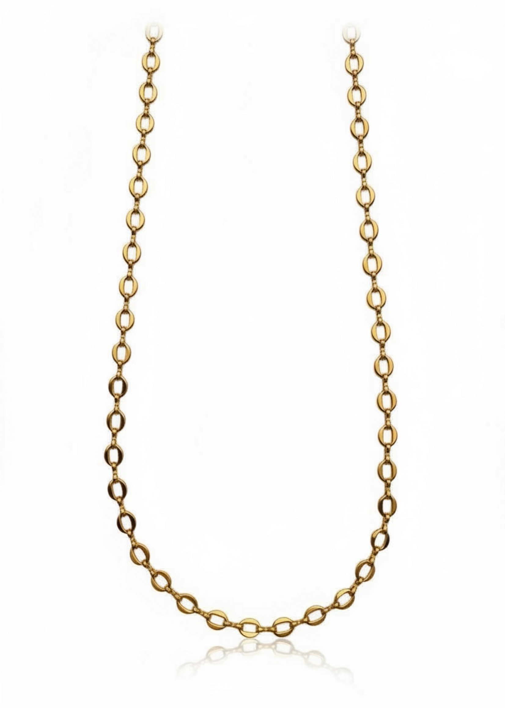 Nakony Halsketting Goudkleur, Ovale Schakels met Motief, 7cm verlengstuk