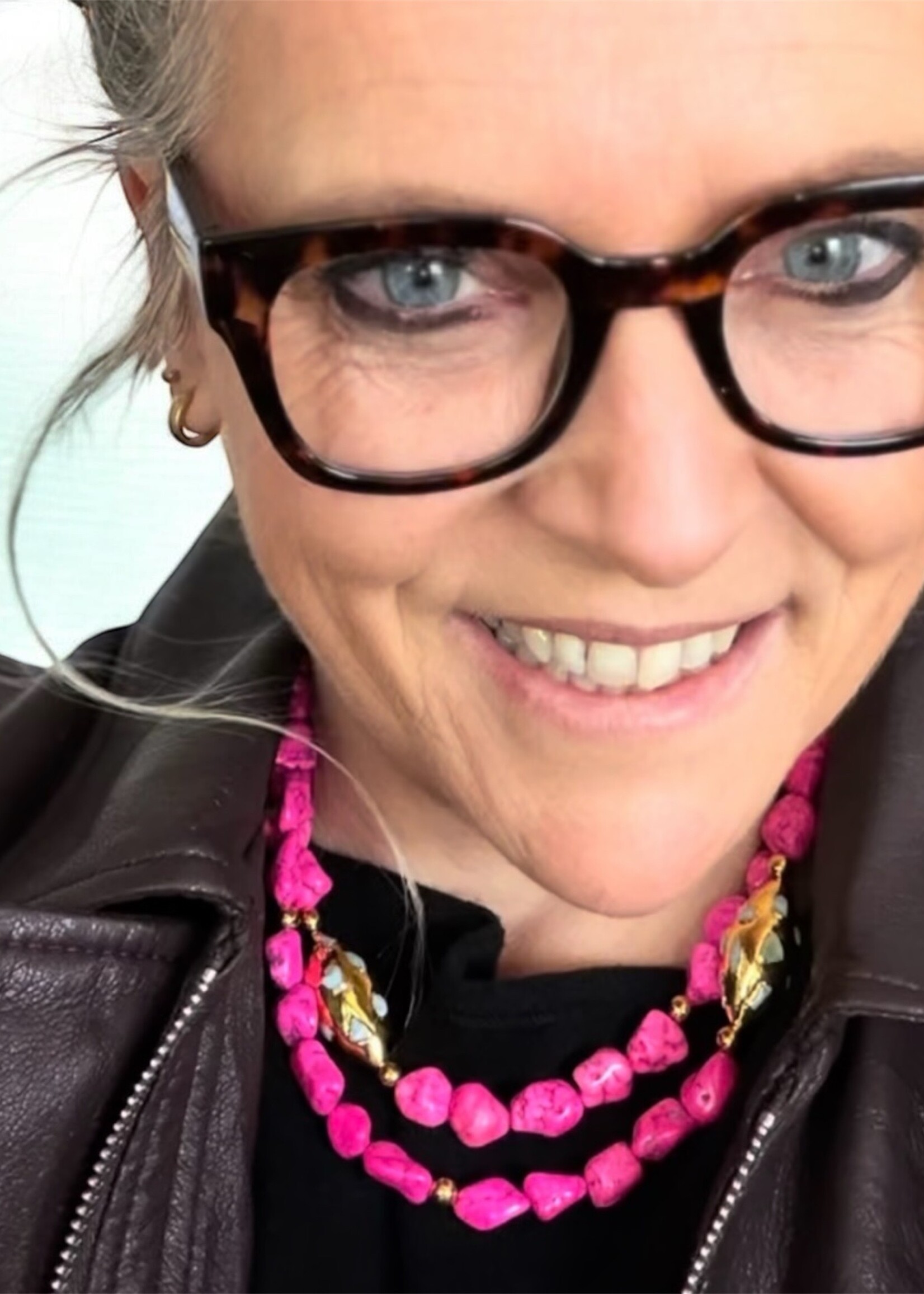 Nakony Flamingo Stone Necklace - A Balance of Fire, Softness and Natural Elegance