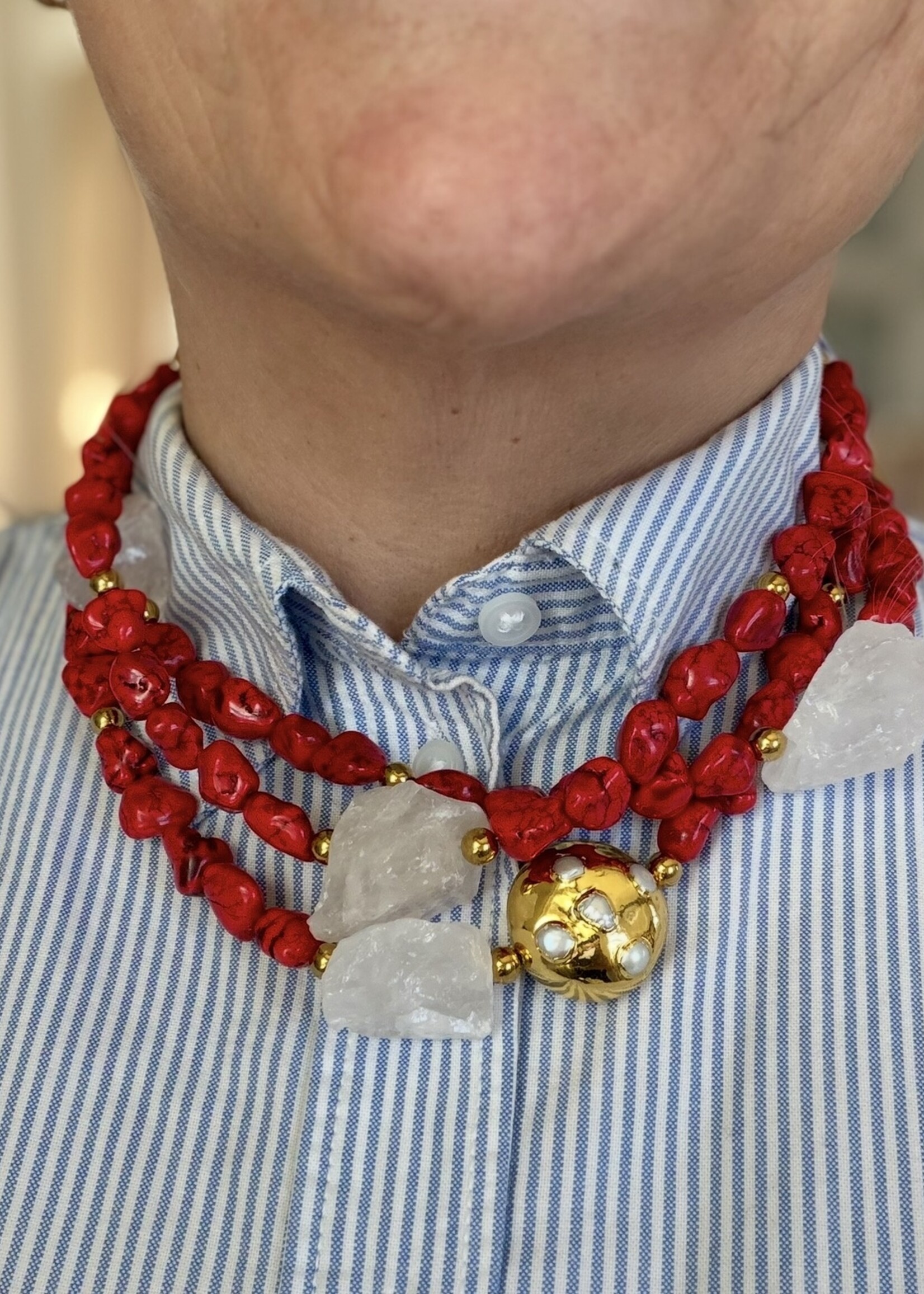 Nakony Scarlet Stone Necklace - Where Deep Red Meets Timeless Elegance