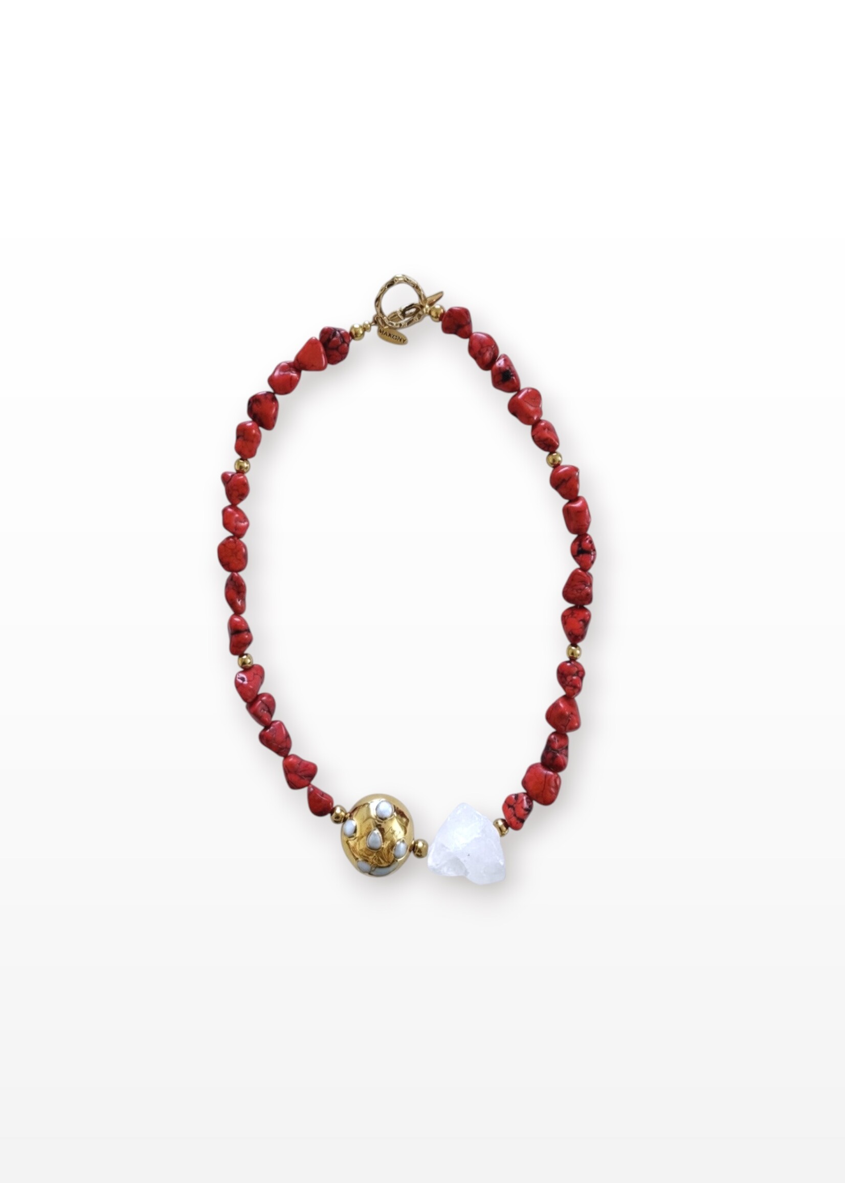 Nakony Scarlet Stone Necklace - Where Deep Red Meets Timeless Elegance
