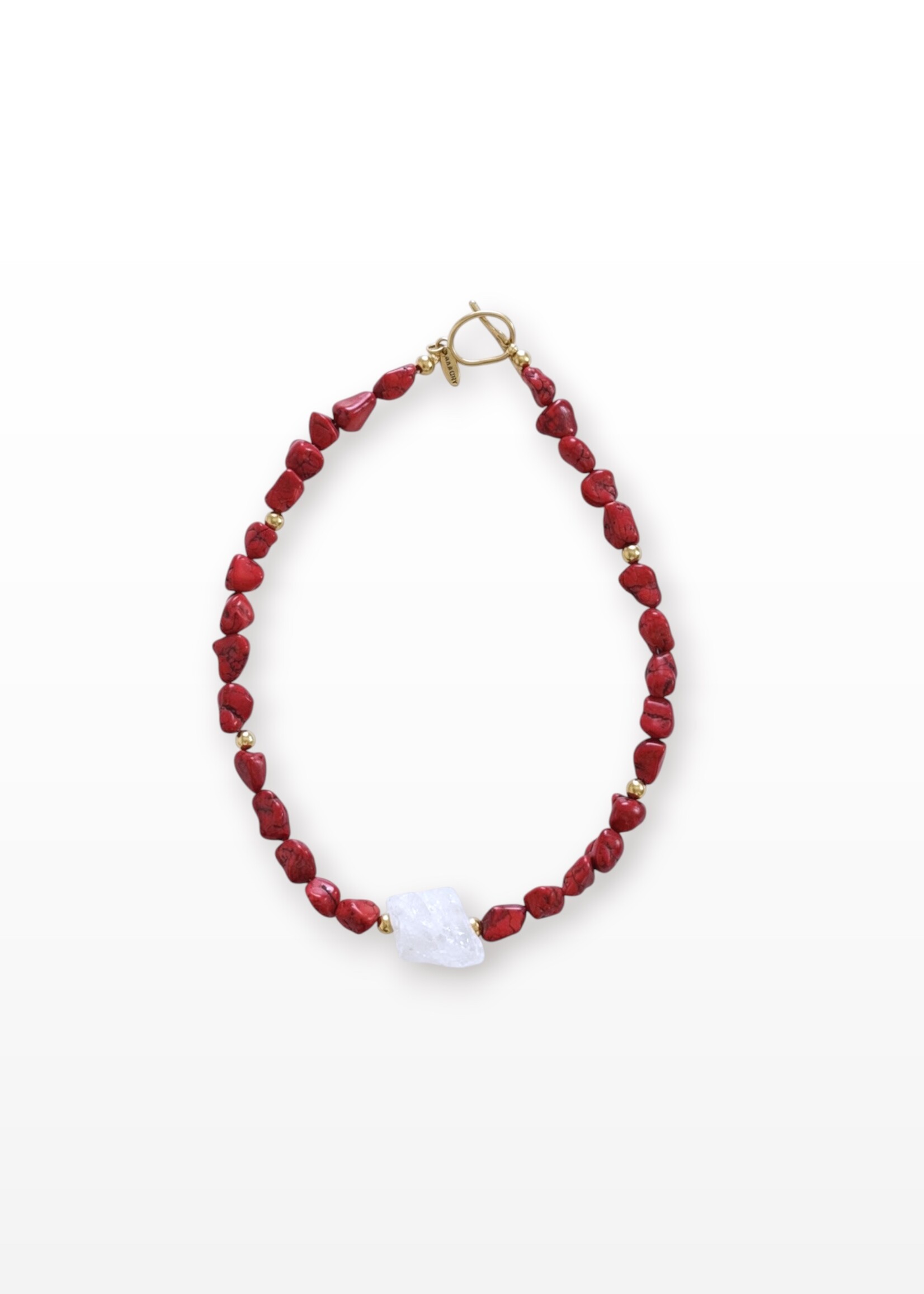Nakony Scarlet Stone Necklace - Where Deep Red Meets Timeless Elegance