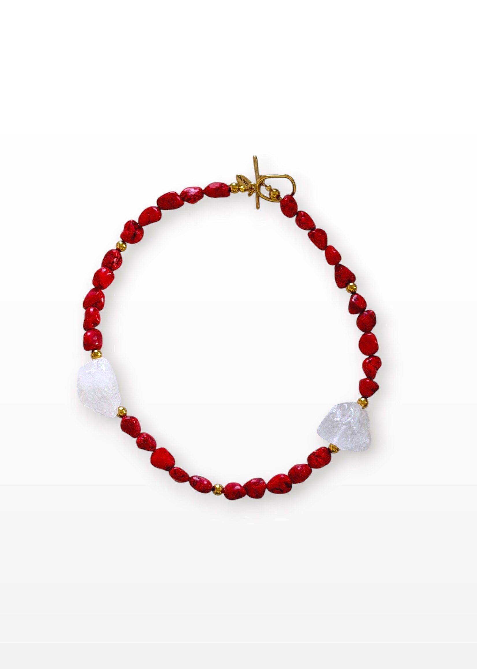 Nakony Scarlet Stone Necklace - Where Deep Red Meets Timeless Elegance