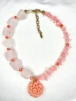 Nakony Pink Dahlia Statement Necklace