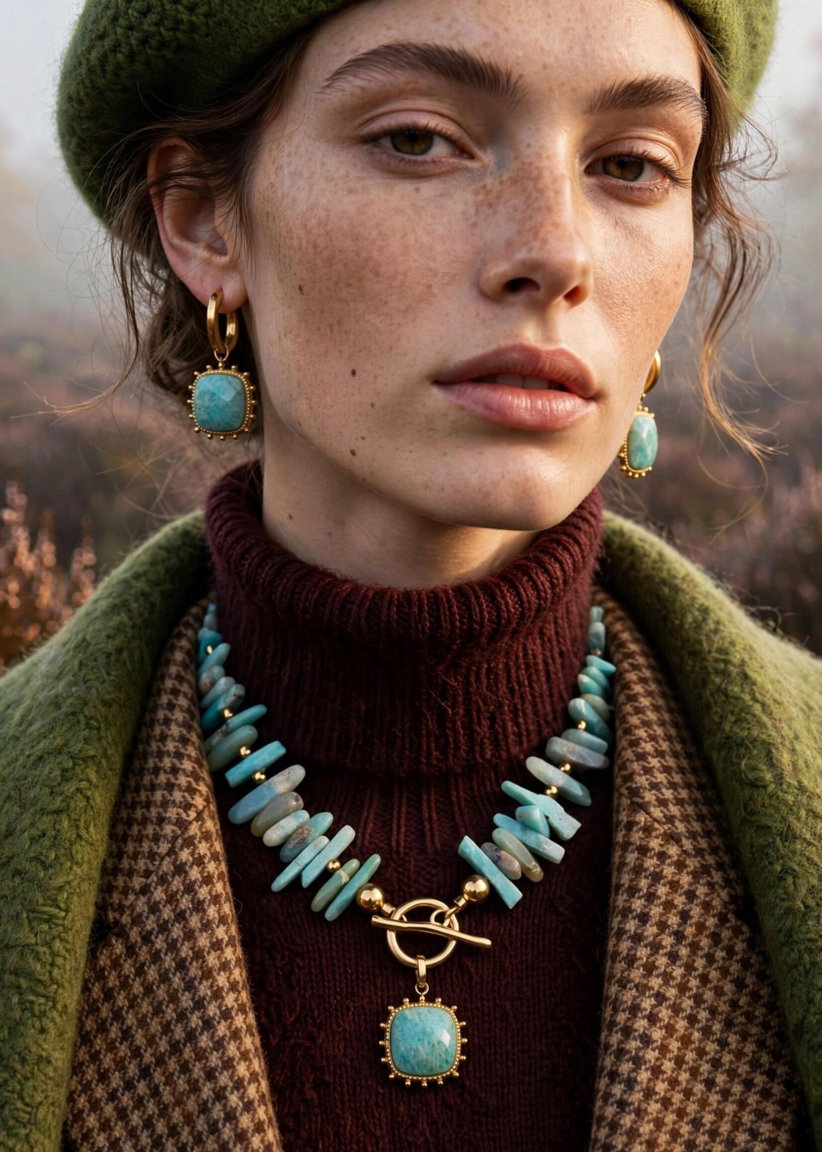 Nakony Amazonite Affair Set | Statement ketting, armband & oorbellen