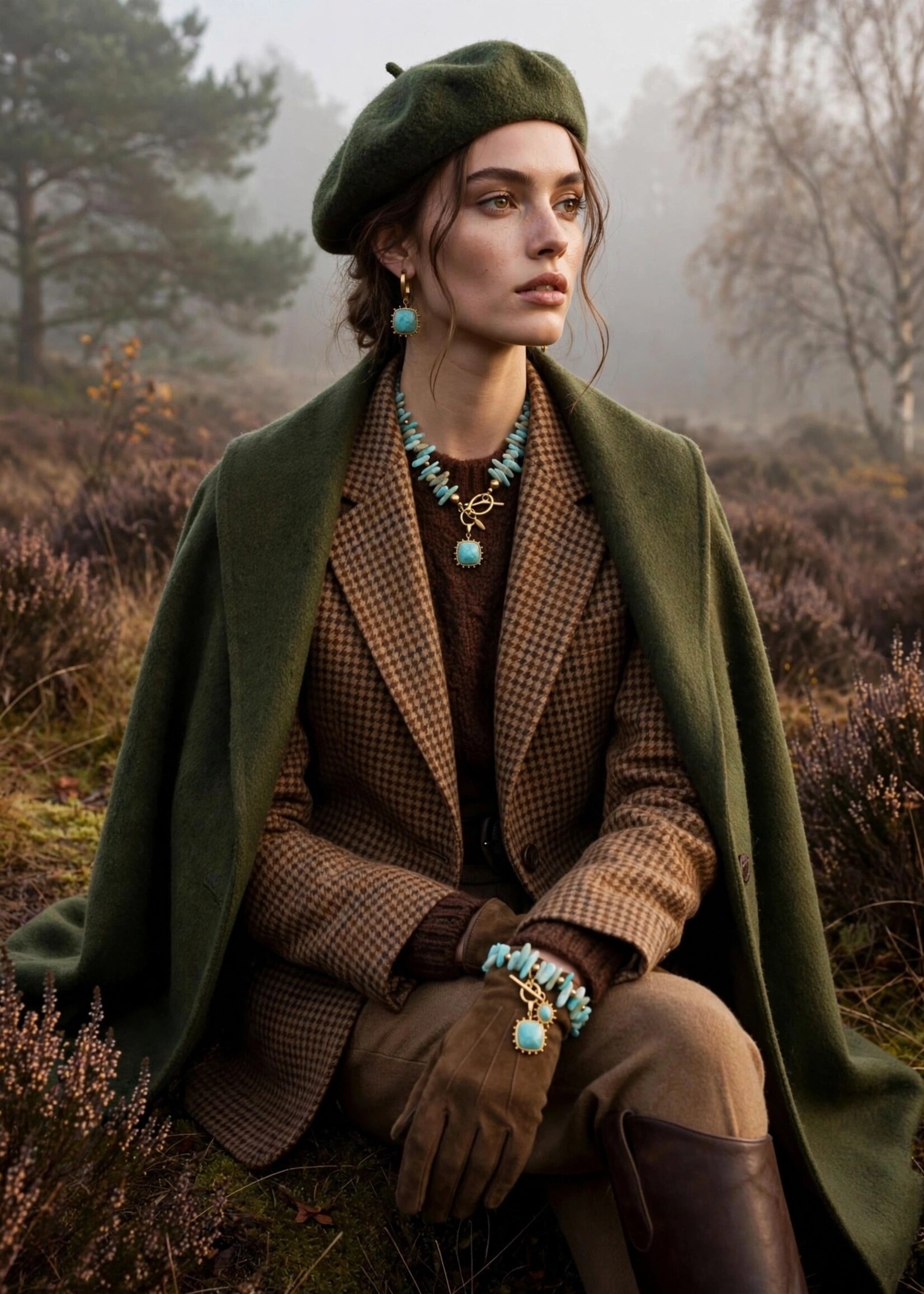 Nakony Amazonite Affair Set | Statement ketting, armband & oorbellen